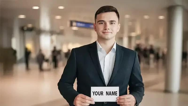 Meet & Greet в аеропорту Ніцци: водій з табличкою зустрічає пасажирів